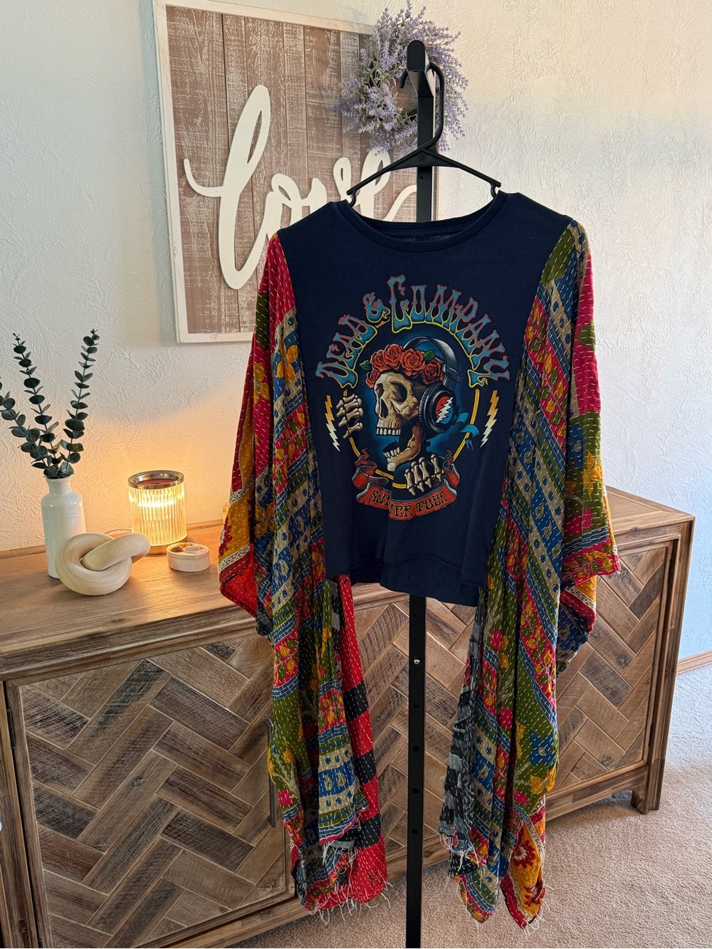 Liquid Blue Navy Graphic Tee with Multicolor Accent